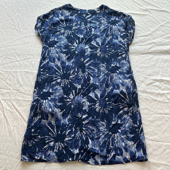 GAP Blue, Floral Print, VNeck, Pocketed, Cuffed Short Sleeve, Shirt Dress- S - Picture 2 of 10